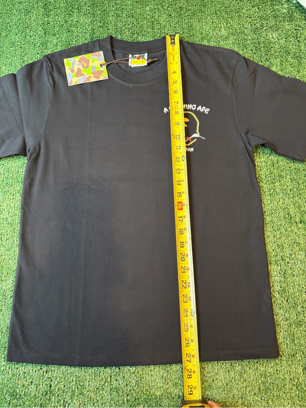 Bape Black Short-Sleeve Tee with Small Yellow Ape Head Chest Logo - Picture 9 of 9